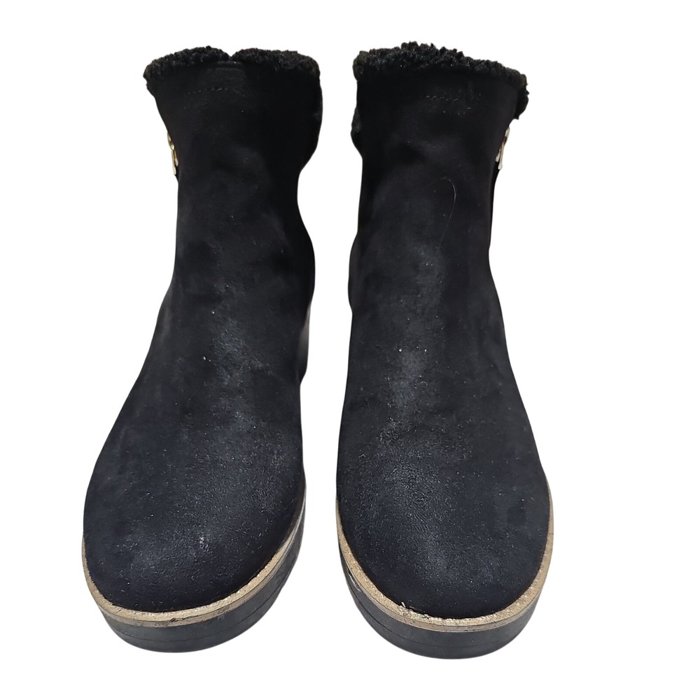Bandolino, Women's size US 8M, Blk Suede Ankle Boots W/Faux Fur, Side Zipper,